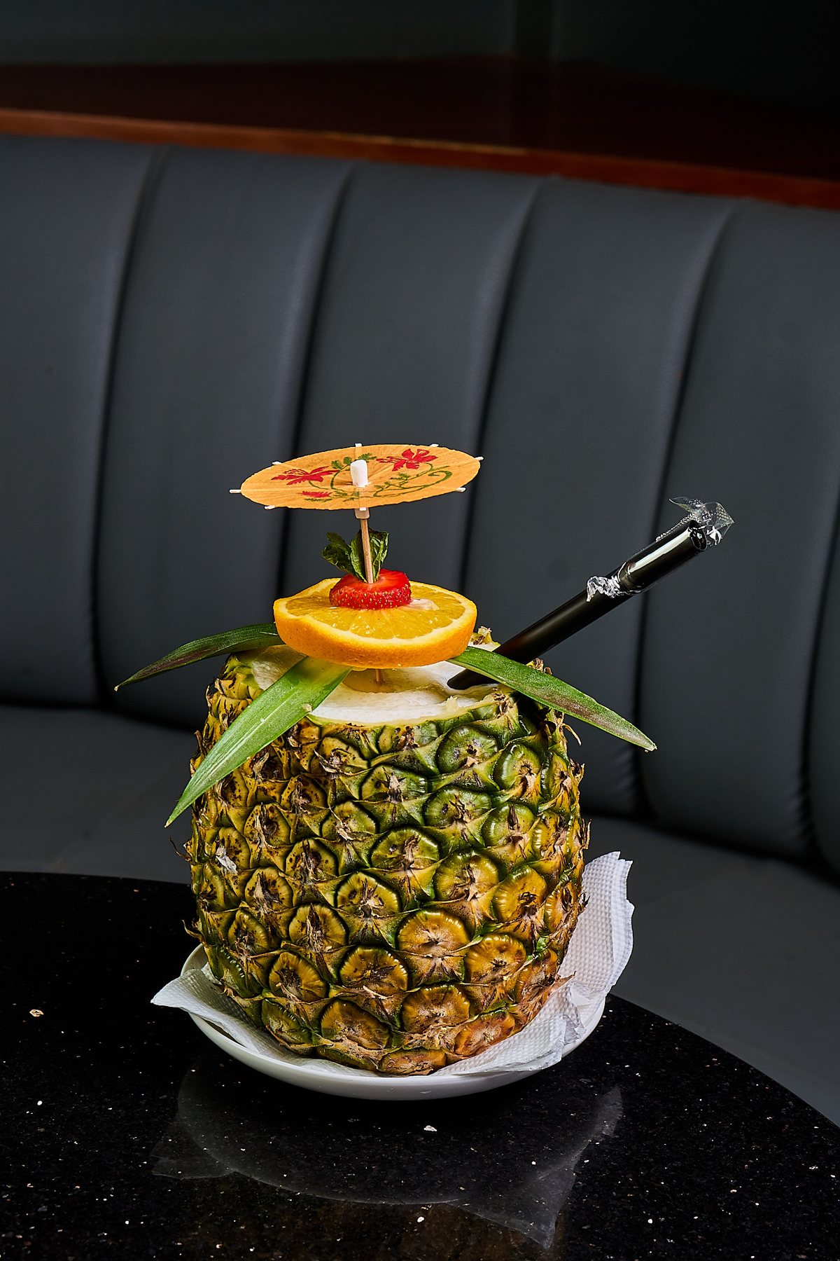 Tropical cocktail served in a pineapple